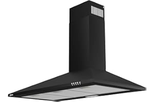 CIARRA CAB9201A Cappa Aspirante 90 cm Classe A - Illuminazione LED-370m³/h- Riciclaggio o Evacuazione - Camino estensibile -Nero