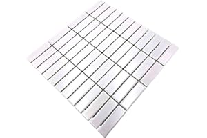 CONWIRE Piastrelle a mosaico in bastoncini, ceramica, bianco opaco, piastrelle, parete posteriore della cucina, parete della doccia, | 10 fogli di mosaico inclusi