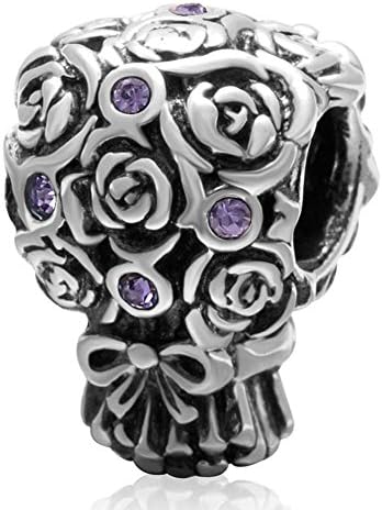 Sandcastle Charm Mother's Day Gifts Rose Flower 925 Sterling Silver Bead February for European Charms Bracelets By