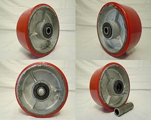5 X 2 Heavy Duty Polyurethane Caster Wheel on Steel Hub with Roller Bearing (4) 1000lb Free Bushing by Creative Industrial Sales