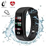 Diwuer Fitness Tracker Armbanduhr mit Plusmesser, Farbbildschirm, wasserdicht (IP68), inklusive Schrittzähler, Blutdruckmesser, Schlafüberwachung, für iOS Android Smartphone