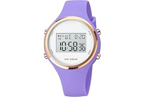 XCZAP Women’s Digital Sports Watch Waterproof LED Display Wristwatch with Alarm, Stopwatch Backlight Lightweight PU Strap, Ideal for Girls, Teens Outdoor Fitness