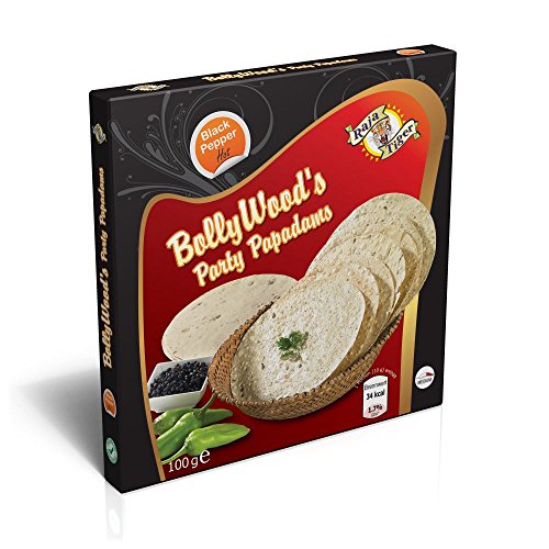 BollyWood's Party Papadams Black Pepper - Hot von Raja Tiger, 100 Gramm, Authentisch und nach original indischer Rezeptur- Erstmals in Europa - Die neuen Bolly Chips Cracker - Pimp up your food !