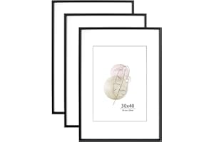 KAIWIN Picture Frame 30 x 40 cm Black Wood Photo Frames Set of 3 Wooden Frames with Mount for Hanging Used for Living Room, Bedroom, Study, for Photos, Artworks and Posters