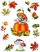 Produktbild 6 tlg. Set _ Fensterbilder - " süße Maus mit Kürbis " - Herbst / Blätter - Laubblätter - statisch haftend - selbstklebend + wiederverwendbar / Sticker Fenstersticker Aufkleber - Herbstfrüchte - Fensterbild - z.B. für Fenster und Spiegel - Fensterdeko Fensterfolie Kinderzimmer Deko