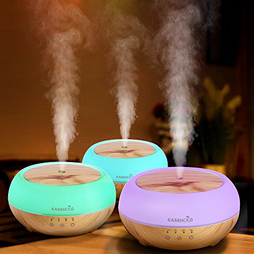 EaseHold Aroma Diffuser 300ML Aufgerüstet Touch-Taste Leise Kalten Nebel Luftbefeuchter Ultraschall Oil Düfte Humidifier Holzmaserung LED mit 7 Farben Elektrisch Duftlampe Humidifier LED Licht für Babies Kinder Haus Yoga Schlafzimmer Wohnzimmer Büro(hölzerner Korn-Unterseiten- + Milch-weißer Deckel) - 6