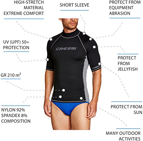 Cressi Herren Rash Guard UV Sun Protection (UPF) 50, Ärmel Kurze - 3