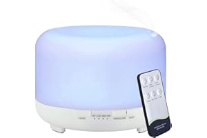 Hantoc Humidificador Aromaterapia Ultrasónico 450ml, Difusores de Aceite Perfumado Lámpara LED Colorida con Función Control Remoto para Yoga Salon SPA Vivir,Dormir, Bañarse