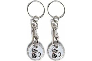 Fabulouz 2 PC New Shape 12 Edge Sided Shopping Trolley Token - £1 Pound Coin Trolley Token Keyring Clasp Set for Locker Gym Shopping - Supermarket Cart Keychain Gift Set - (Cat Design)