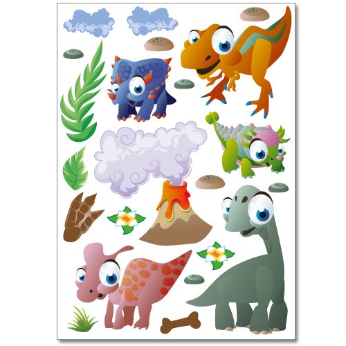 Wandkings Dinosaurier Wandsticker Set, 41 Aufkleber, 2 DIN A4 Bögen, Gesamtfläche 60 x 20 cm - 3