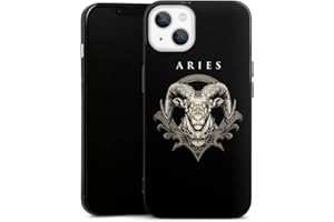 DeinDesign Slim Case extra dünn kompatibel mit Apple iPhone 13 Silikon Handyhülle schwarz Hülle Sternzeichen Widder Aries