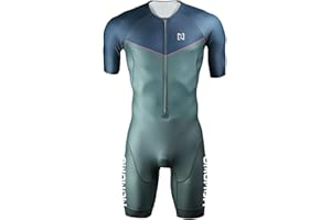 NUNOMO Homme Pro Trifonction Manches Courtes Sports de Plein Air Vêtements de Triathlon, pour Course À Pied, Natation, Cyclisme Body