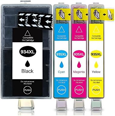 Bosumon 934XL 935XL High Yield Compatible Ink Cartridges with NEW UPDATED CHIPS for HP Officejet Pro 6830 6835 6230 Compatible For HP Officejet 6812 6815 6820 6836 e-AiO Printer(1 Black, 1 Cyan, 1 Magenta, 1 Yellow)