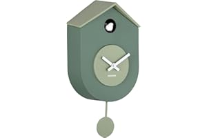 Karlsson Grato - Orologio da parete a cucù con pendolo oscillante, colore: verde giungla e giada grigia