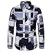 Produktbild Realde Herren Langarm Hemd T-Shirt Freizeit Kariert Druck Mehrfarbig Knopf Herren Freizeit Langarmshirt Passt super auch zur Jeans Männer BequemTops Oberteil Größe S-XXXL