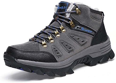 Snow Boots Men Plus Cashmere Waterproof Boots Climbing Walking Shoes (11UK-men = EU 46, Gray)