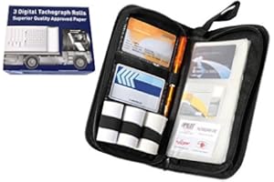 SHOP4BIKERS Digital tachograph Organiser tacho Holder Wallet & TACHO 3 Spare Rolls HGV