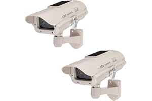 BW Outdoor Dummy Camera,New Housing Dummy Security Camera,Package Promotion 2 pcs Solar Power White LED Wireless IR Surveillance Dummy Security Camera,2 PCS Dummy Fake CCTV Security Camera LED Flashing Indoor/Outdoor--Solar Power White x 2