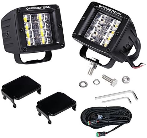LED Pods, Offroad Town 2pcs 48w Quad Row LED Fog Light Bar Spot Flood Combo Beam Off Road Light for Vehicle Truck Jeep ATV UTV Wrangler SUV Ford Boat