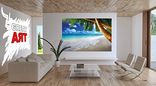 Fototapete Karibik Sandstrand mit Palmen und Meer Wand-dekoration – Wandbild Strand Poster-Motiv by GREAT ART (210 x 140 cm) - 9