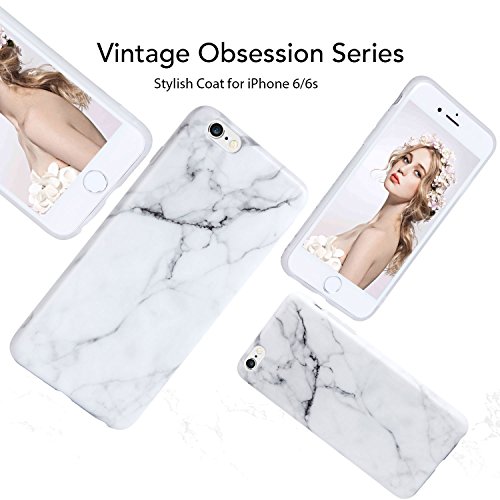 iPhone 6 Marble Case,Imikokoâ„¢ Slim-Fit Anti-Scratch Shock Proof [Stone Texture Collection] Print TPU Soft Case for iPhone 6/6S (4.7 inch) (iPhone 6/6s, White)