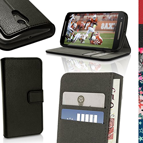 igadgitz U3463 igadgitz Premium PU Cuero Funda Cartera Tapa Carcasa Para Motorola Moto G 2    Generaci  n 2014 XT1068  G2  Piel Flip Case Cover Con Ranura Para Tarjetas y Soporte y Cierre Magn  tico y Protector Pantalla - Negro