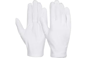 Baumwollhandschuhe, Anezus 3 Paar weiße Baumwollhandschuhe, Stoff-Servierhandschuhe für Ekzeme, feuchtigkeitsspendend, trockene Hände, Münzschmuck, Silber, Archivkostüm, Inspektion, mittlere Größe
