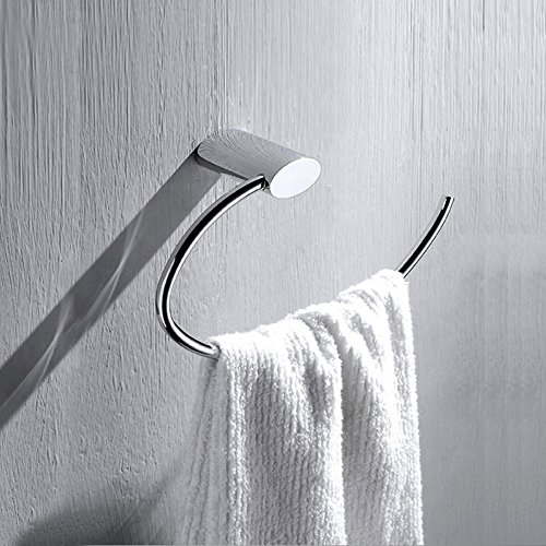 Weare Hoem Modern Silbern Einfach Design Chrom Finished Deko Wandmontag Wandhalterung Bohren Handtuchring Handtuchhalter aus Hochwertig Messing für Badezimmer Dusche Küche - 2
