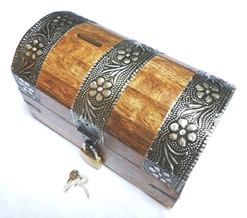 S22S Spardose Spartruhe aus Holz Sparschwein Sparbox Hochzeitsgeschenk Geburtstagsgeschenk Schatzkiste Schatztruhe Truhe Spardose,Sparbüchse