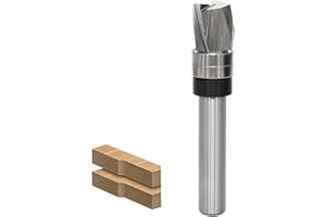 AKYLIN Fraise à Affleurer Spirale à Tige de 8 mm, 3 Bords de Coupe, Fraise à Copier Coupe de Compression Down, Pour Défonceuse, Rainure en Spirale