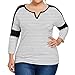 Produktbild Damen Groß Größe T-Shirt,Hffan Frauen Langarmshirt Bluse Lange Ärmel Schulterfrei Streifen drucken V-Ausschnitt T-Shirt Casual Slim Tops Blouse Oberteile Hemd Blusen Tuniken Pullover (Weiß, 2XL)