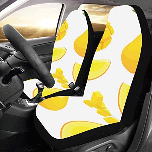 Wietops Ripe Yellow Mango Fruit Custom New Universal Fit Auto Drive Car Seat Covers Protector For Women Automobile Jeep Truck Suv Vehicle Full Set Accessories For Adult Baby (set Of 2 Front)