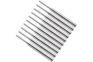 KingBra 10Pcs 1mm Carbide End Milling Cutter, CNC Router Bits End Mill High Precision Carbide Single Flute Aluminum Cutting Router Bits Compatible with PCB Machine