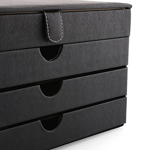 amzdeal Schmuckschatullen Vier getrennte Kasten Schmuckkasten Schmuckkbox Schwarz - 5