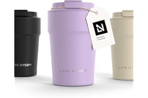 LARS NYSØM Kubek termiczny do kawy na wynos 380ml | Kubek podróżny 0,38 litra z izolacją | Szczelny kubeczek termiczny ze stali nierdzewnej do kawy i herbaty w podróży (Lavender Purple, 380ml)
