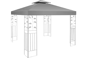 EPFHR Gazebo canopy replacement covers 3m x 3m,Outdoor Waterproof Canopy,with 2 Tier Roof,Patio Top Canopy, Garden Party Tent (TOP ONLY)