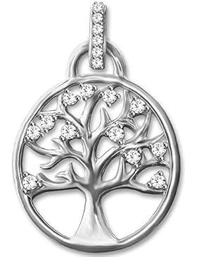 CLEVER SCHMUCK-SET Silberner Anhänger Lebensbaum mit vielen Zirkonias STERLING SILBER 925