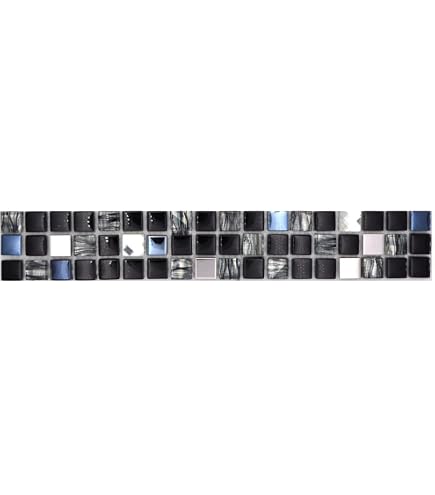 Conwire Mosaik Kombination Crystal/Stahl – Schwarz Struktur, Glasmosaik Transluzent 3D, Format 23x23/23x48/48x48x8 Mm, Bogen 300x300 Mm