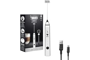 Bialetti Whipper, Regolabile su 3 Livelli, Doppia Frusta, Ricarica USB, Acciaio Inossidabile