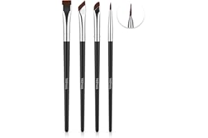 TEOYALL Eyeliner Pinsel Set, 4 PCS Ultra dünn abgeschrägt abgewinkelt Pinsel Präzision Fine Point Eyeliner Pinsel flach Augenbrauenpinsel