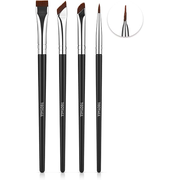 5er Set Abgewinkelte Augen-Make-up-Pinsel – Für Eyeliner, Augenbrauen & Lidschatten – Präzise, Vegan, Leicht Zu Reinigen