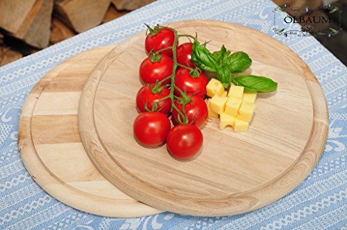 8 x Pizzabretter, Flammkuchen Servierbrett, Holzbrett rund, PREMIUM-QUALITÄT, groß Holz,mit umlaufender Rille – Ölrille / Saftrille -, je 4 Stück ca. 25/28 cm, als Bruschetta-Pita-Döner-Naan-Roti-Ciabatta-Langos-Chubz-Servierbretter, Schneidebrett Schneidebrettchen, Frühstücksbrettchen,Anrichtebretter, Brotzeitbretter, Steakteller schinkenbrett rustikal, Schinkenteller von BTV - 4