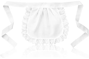 Matwsec Vitt förkläde hembiträde midjeförkläde med volanger för köksrengöring volanger halva förkläden fest cosplay hembiträde outfit kostymer klänning tillbehör halloween jul