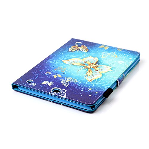Für Samsung Galaxy Tab A 9.7 Zoll SM-T550 Leder Tasche Hülle,Für Samsung Galaxy Tab A 9.7 Zoll SM-T550 Leichter Wallet Kickstand Hülle,Herzzer Mode Hübsch [Luxus Schmetterling Gedruckt] Shockproof Kratzfest PU leder Mappen Geldbeutel Folio Abdeckung mit Karte Bargeld Schlitz Weiche TPU Innere Kasten Hülle Case für Samsung Galaxy Tab A 9.7 Zoll SM-T550 + 1 x Frei Blau Handy Halterung Ständer + 1 x Frei Blau Stift Stylus - 6