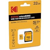 KODAK 32GB Micro SD Hafıza Kartı, UHS-I U3/V30/A1, SD Adapt&ouml;r Dahil, Sarı