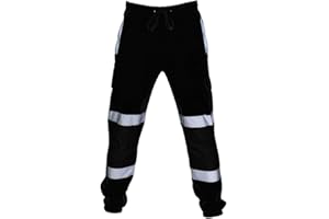 ZRYAZQ Pantalon De Travail Homme avec Bandes Réfléchissant Pantalon Cargo Homme avec Poche Pantalon Homme Taille Elastique Pantalon Randonnée Homme Pantalon Jogging Homme Pantalon Sport Homme Baggy