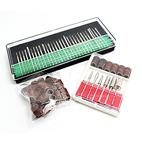 SunJas Nagelfräser Aufsätze 30 + 6 Teil Bit Set mit Mandrell Schleifhülsen