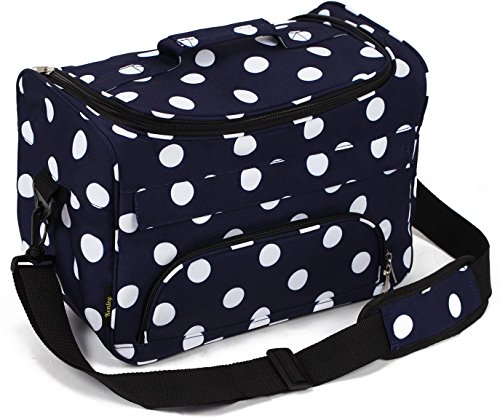 Kenley Professional Hairdressing Hair Equipment Tool Carry Case Bag - Polka Dot Navy Blue