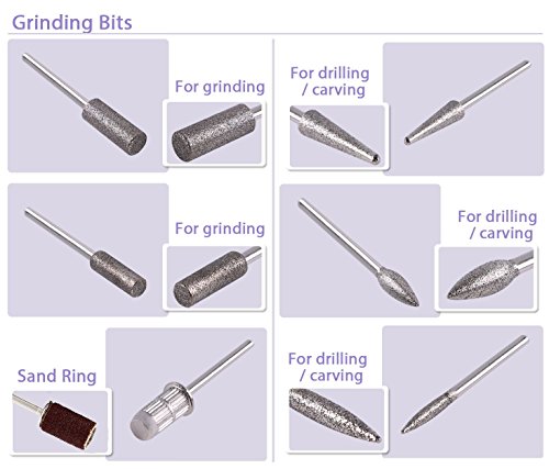 CoastCloud Nagelfrässer Maschine mit Zubehöre für Maniküre und Pediküre, Electric Nail Drill with Accessories, CE Bescheinigung, 220V Weiss - 6