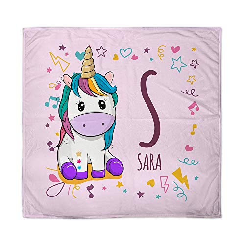 Lolapix Couverture Licorne Personnalisé au Prénom ou Texte. Cadeaux Nouveau-Né. Divers Modèles. Licorne Rose